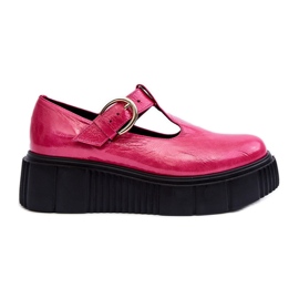 Zazoo 20102 Zapatos de charol de moda con una enorme plataforma fucsia rosado