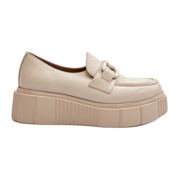 Zazoo 20101 Zapatos de plataforma de cuero de moda, beige claro