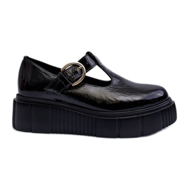 Zazoo 20102 Zapatos de charol de moda con plataforma enorme, negro