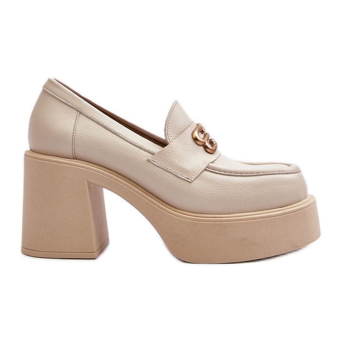Zazoo 20170 Zapatos Mujer Piel Con Tacón Alto Beige Claro