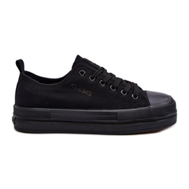 Zapatillas de mujer de tela negra Staneva negro