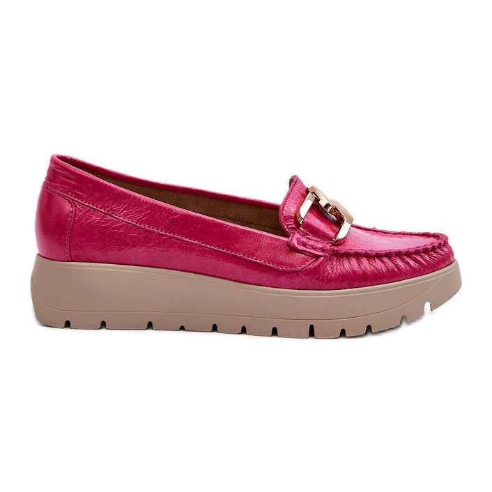 Zazoo 10141 Mocasines De Piel En La Plataforma Con Decoración Fucsia rosado