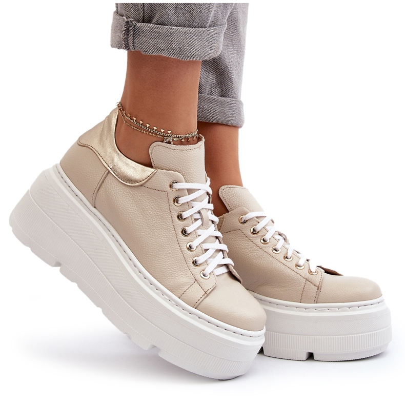 Zazoo 10165 Zapatillas Deportivas de Mujer con Plataforma Enorme, Beige