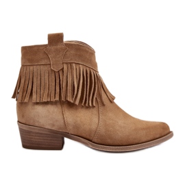 Zazoo 3430 Botas Mujer Ante Con Flecos, Beige