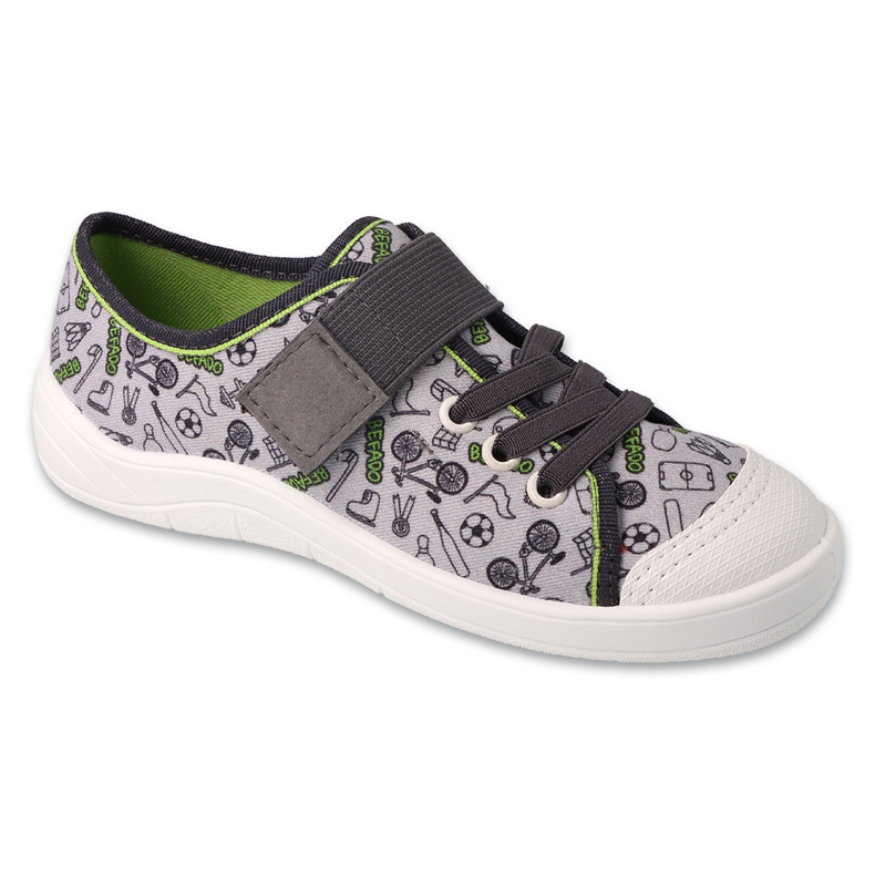 Pantuflas infantiles befado con velcro 351Y028 gris/verde