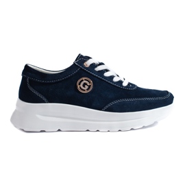 Deportivas piel azul marino