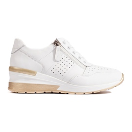Zapatillas con cuña de piel en blanco