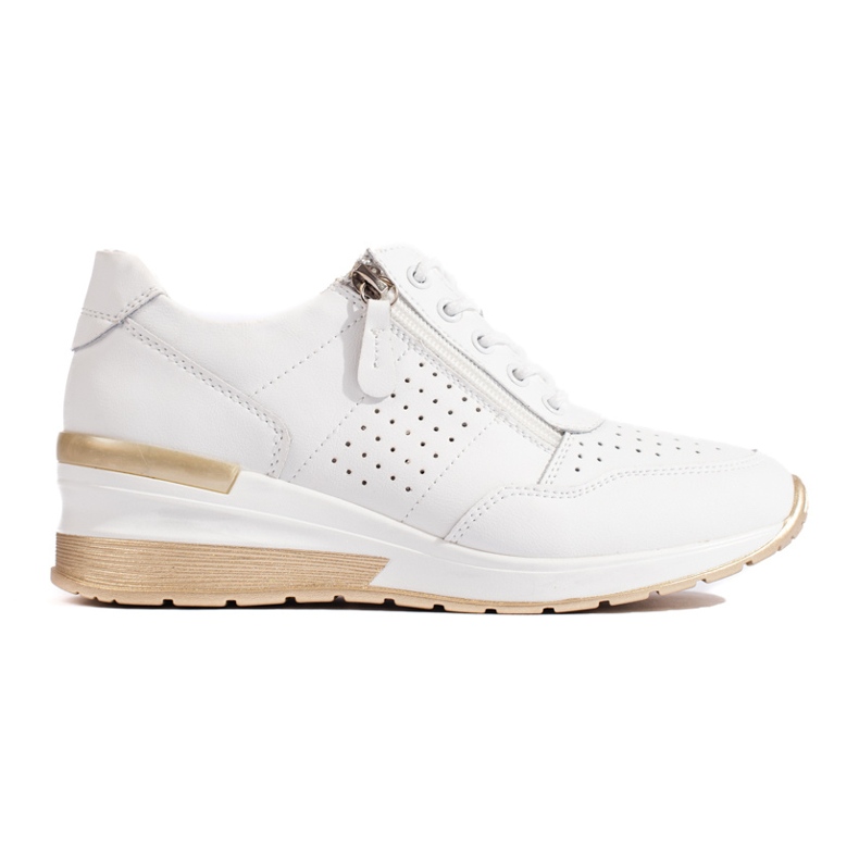 Zapatillas con cuña de piel en blanco Zapatillas con cuña de piel en blanco