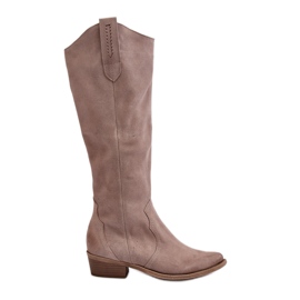 Zazoo 3427 Botas Vaqueras Capuchino De Ante Mujer beige