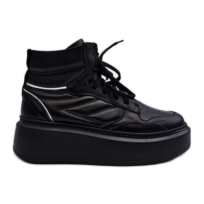 Zazoo 3392/X Zapatillas Deportivas Mujer Piel con Plataforma, Negro