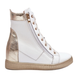 Zazoo 3081 Zapatillas Cuña Mujer Piel, Blanco