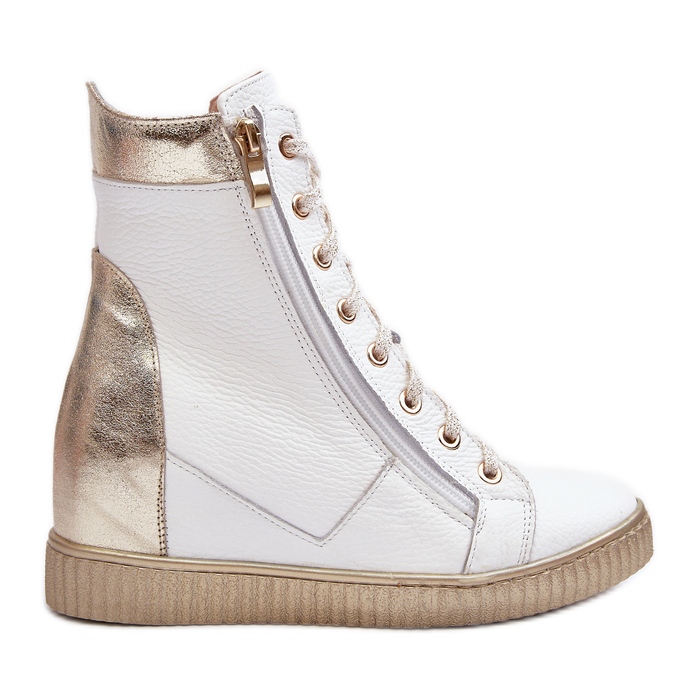 Zazoo 3081 Zapatillas Cuña Mujer Piel, Blanco