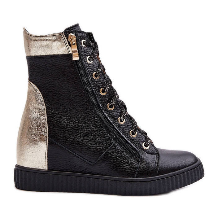 Zazoo 3081 Zapatillas con Cuña de Piel para Mujer, Negro