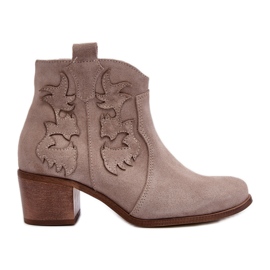 Zazoo 3426 Botas Cowboy Cappucino de Ante para Mujer beige