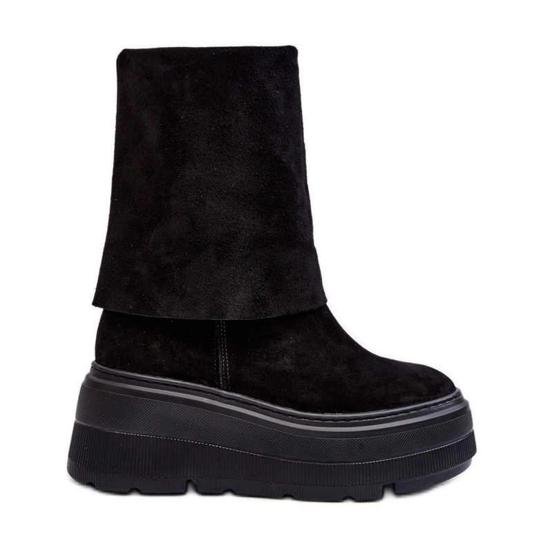 Zazoo 3410 Botines de ante para mujer con plataforma enorme, negro