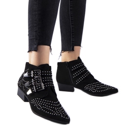 Botines de tacón bajo decorativos Forever negros