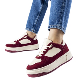 Zapatillas con plataforma Pomona burdeos y blanca rojo