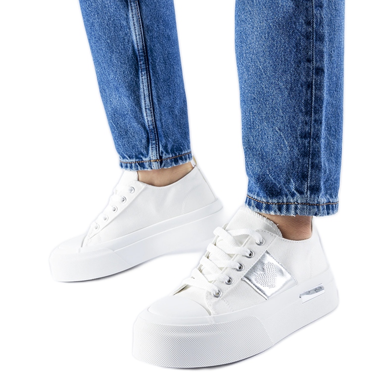 Zapatillas Lawton con plataforma blancas y plateadas blanco Zapatillas Lawton con plataforma blancas y plateadas blanco