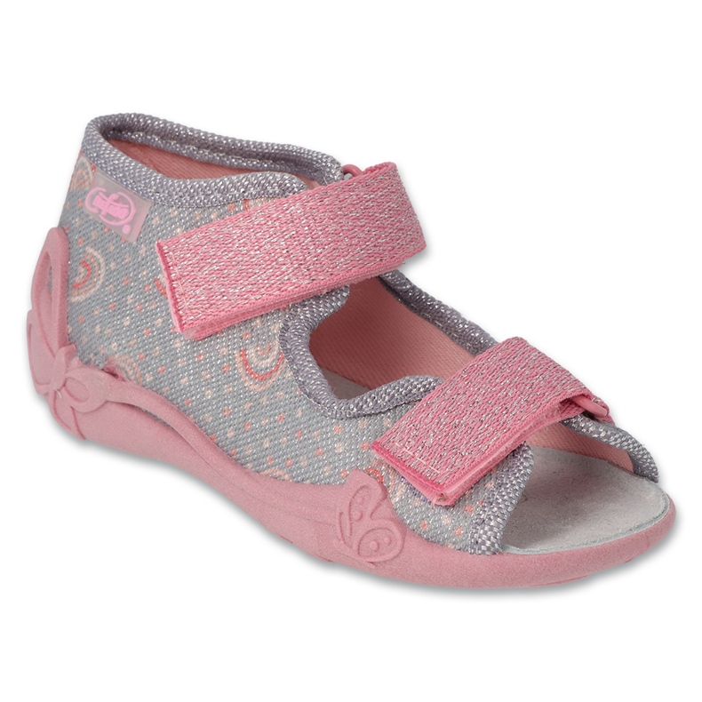 Sandalias infantiles befado con aplicación de piel 342P056, gris Sandalias infantiles befado con aplicación de piel 342P056, gris
