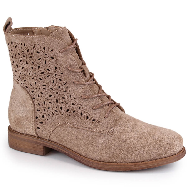 Botas mujer ante caladas beige S.Barski HY66-136