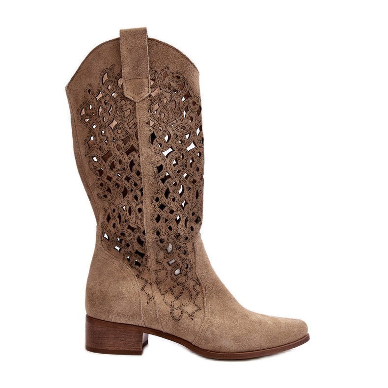 Zazoo 3403 Botas Caladas De Mujer Con Tacón Bajo Beige Claro