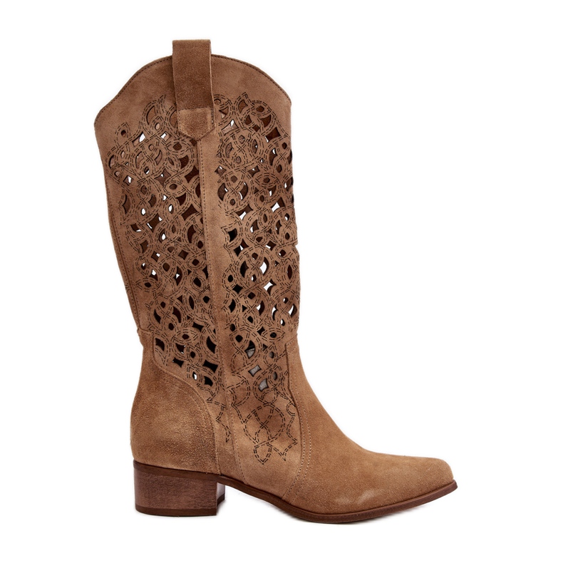 Zazoo 3403 Botas Caladas De Tacón Bajo Para Mujer, Beige