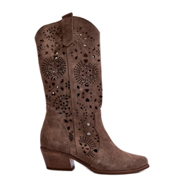 Zazoo 3396 Botas Altas Caladas De Ante Beige Oscuro