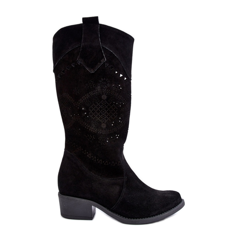 Zazoo 4043 Botas Tacón Calado Ante negro