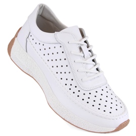 Zapatos mujer piel calada blanco Sergio Leone SP013