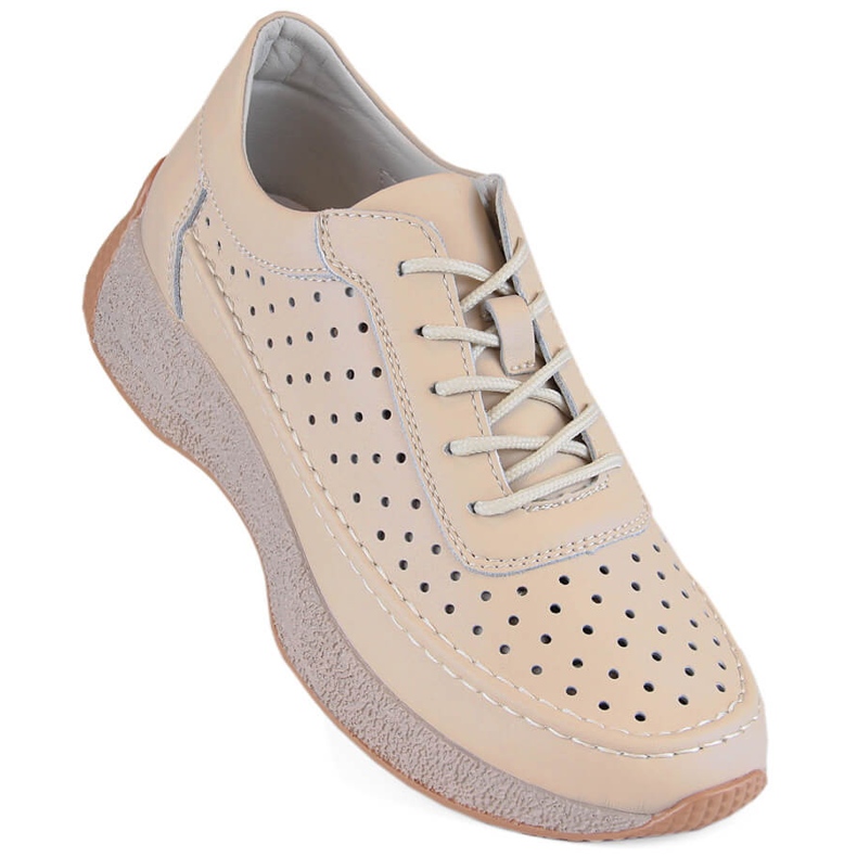 Zapatos mujer piel calada beige Sergio Leone SP013