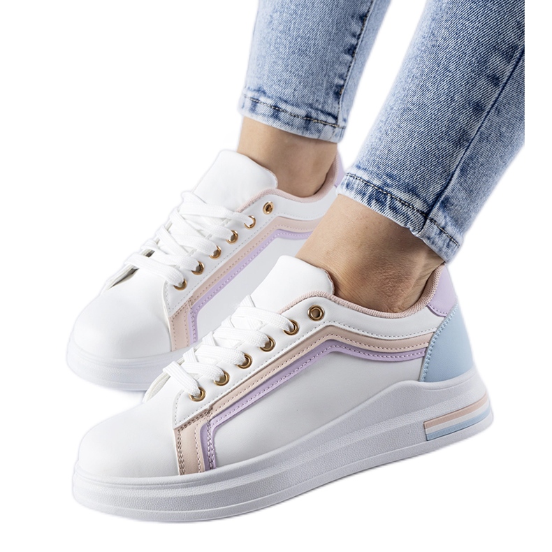 Zapatillas Mayfield con plataforma en blanco y rosa Zapatillas Mayfield con plataforma en blanco y rosa