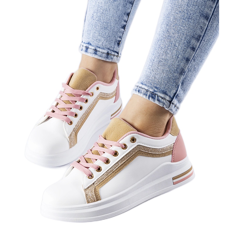 Zapatillas Mayfield con plataforma en blanco y rosa