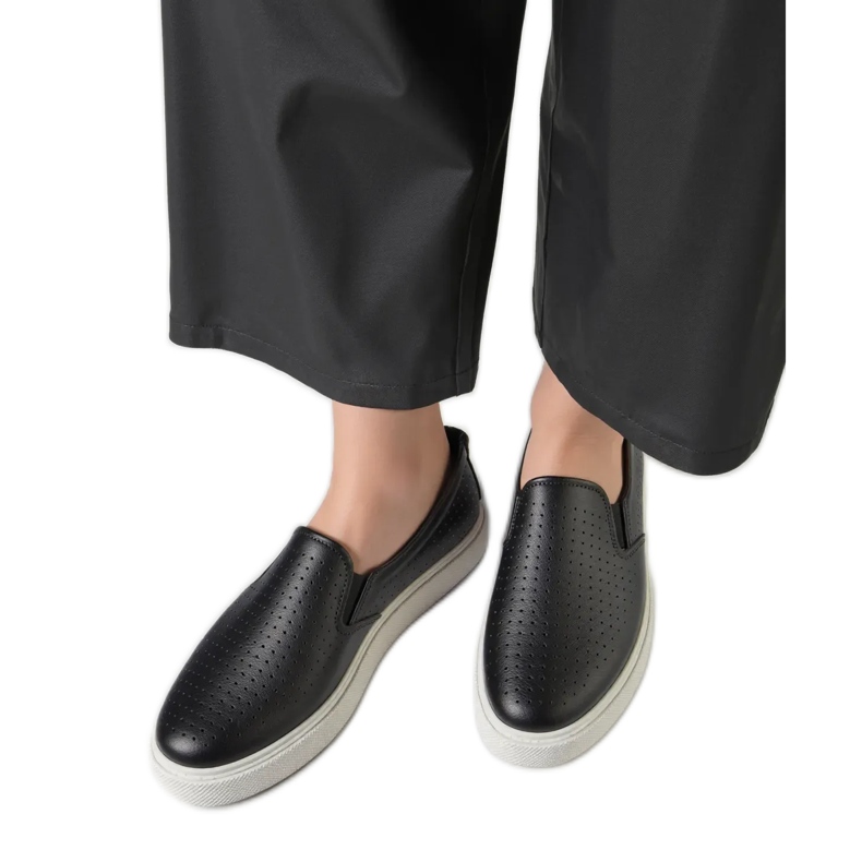 Towns Zapatillas slip-on negras caladas negro Towns Zapatillas slip-on negras caladas negro