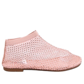 Peyton Sandalias de malla rosa con pedrería rosado