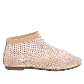 Sandalias Peyton Gold de malla con strass beige