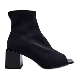 Zazoo 2876 Botas De Tacón Alto Con Puntera Abierta Para Mujer, Negro