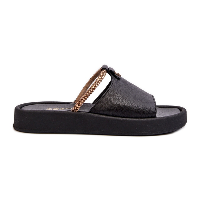 Zazoo 2896 Chanclas de Piel Mujer, Negro