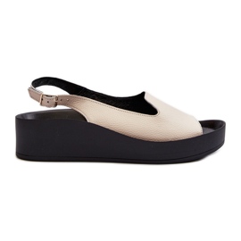 Zazoo 2893 Sandalias Mujer Piel Suela Gruesa, Beige Claro
