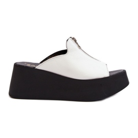 Zazoo 2916 Chanclas de mujer con plataforma enorme y cremallera, blanco