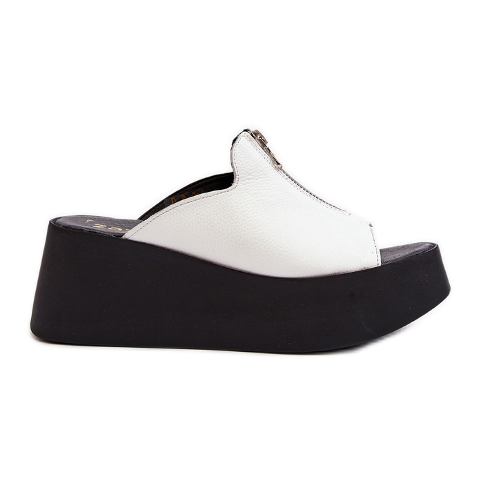 Zazoo 2916 Chanclas de mujer con plataforma enorme y cremallera, blanco