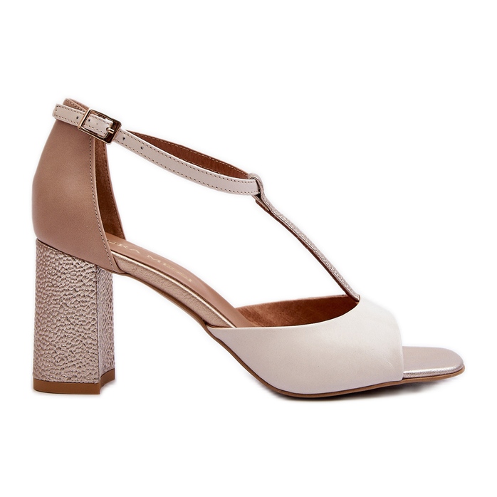 Sandalias de Piel con Tacón Alto Laura Messi 2759 Beige