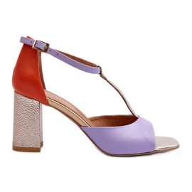 Sandalias de Piel con Tacón Alto Laura Messi 2759 Morado púrpura