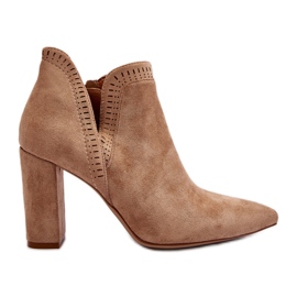 Botines Mujer Tacón Alto Abertura Beige Kerestia