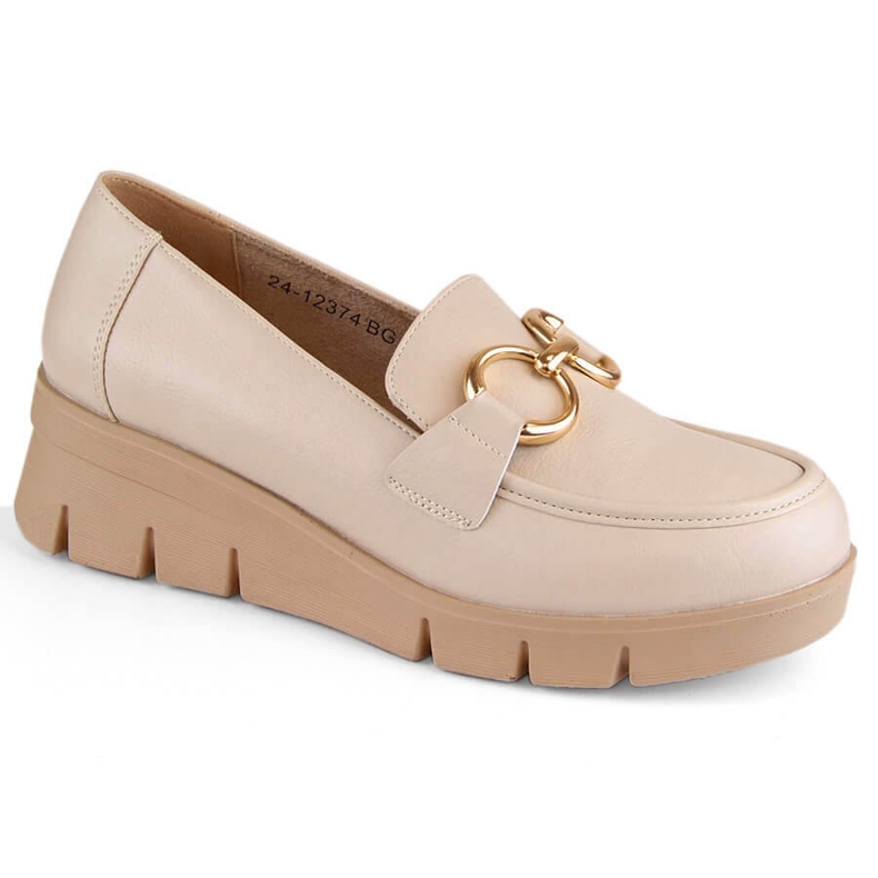 Zapatos de mujer, mocasines con cuña, beige Potocki SZ12374
