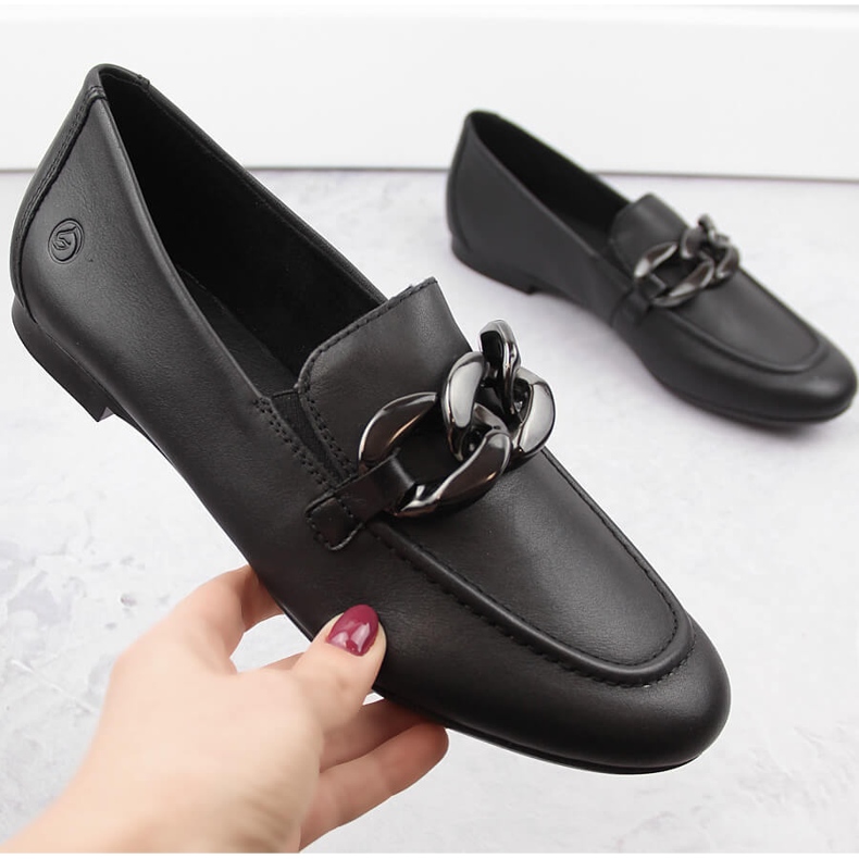 Zapatos mujer cómodos de piel con cadena negro Remonte D0K00-00 Zapatos mujer cómodos de piel con cadena negro Remonte D0K00-00