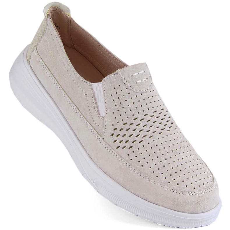 Zapatos deportivos sin cordones de mujer calados de piel T.Sokolski 278 gris
