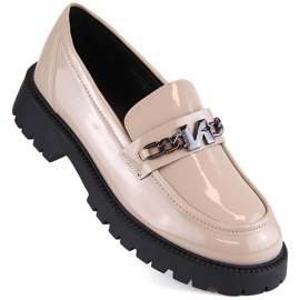 Mocasines mujer beige charol tacón y plataforma Vinceza 62121