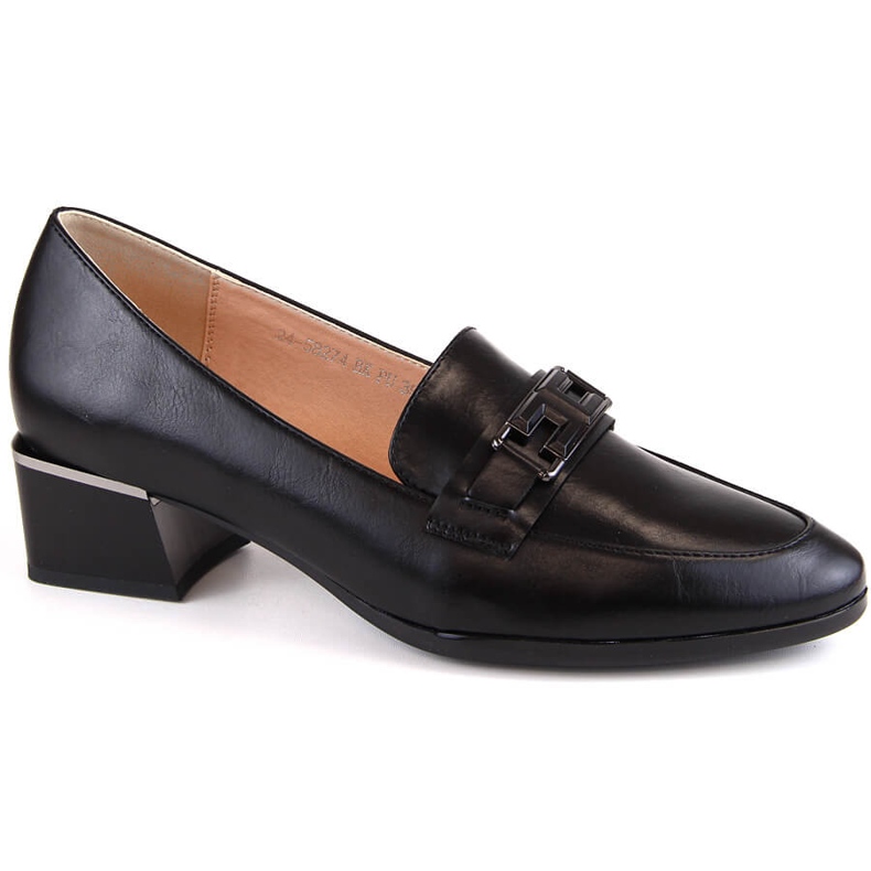Zapatos de mujer de tacón bajo, negro, Vinceza 58274
