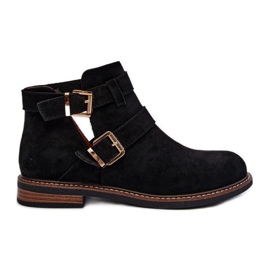Botas Planas De Mujer Con Tiras Negro Melviana