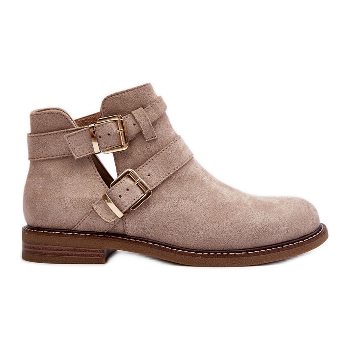 Botas Planas Mujer Con Tiras Beige Claro Melviana